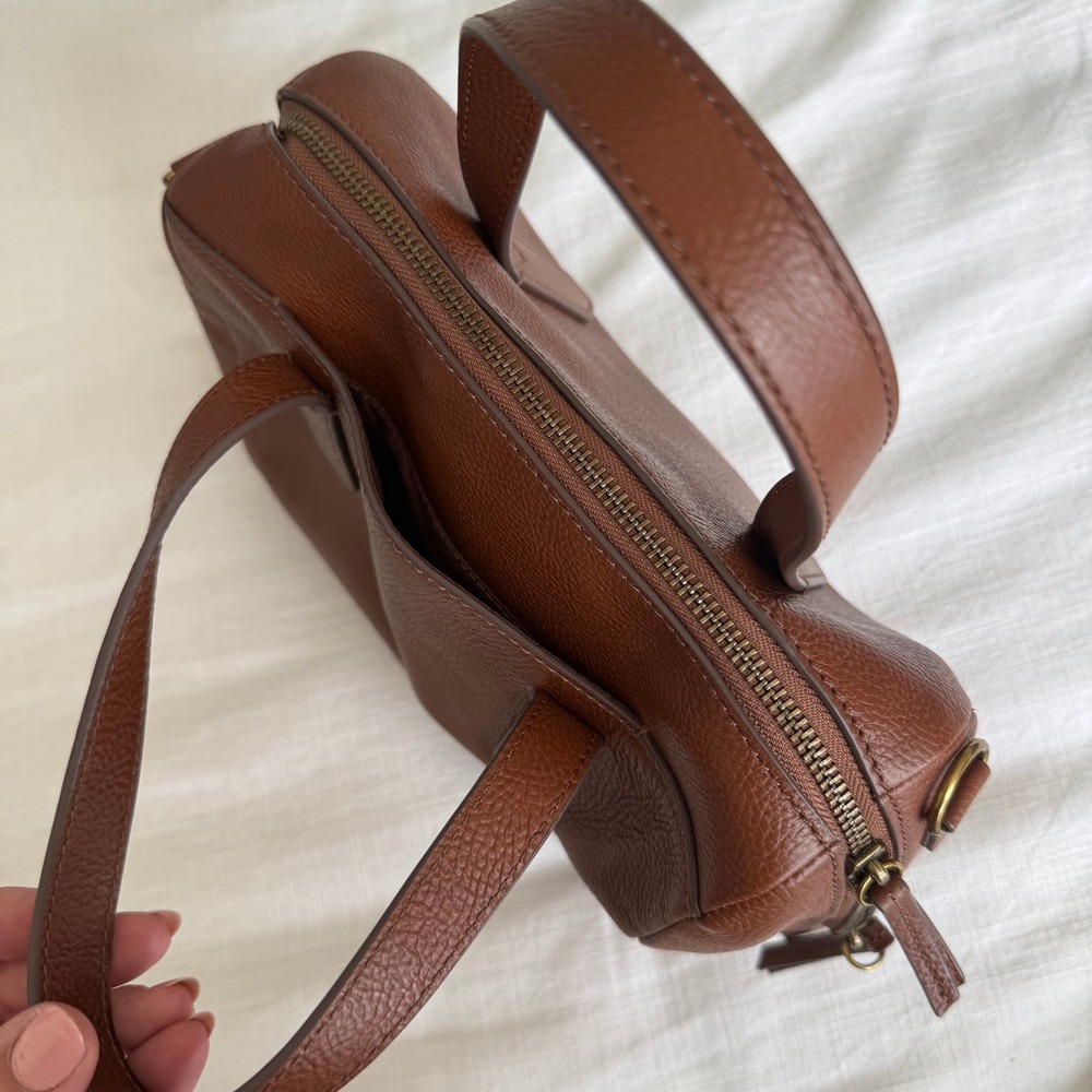 Fossil Sydney Satchel Brown Pebbled Leather Top Handle Bag SHB1032210 - Picture 4 of 9